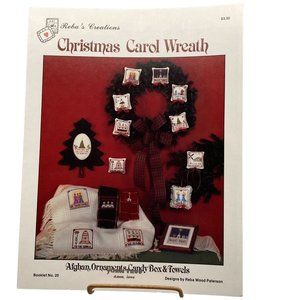 Vintage Cross Stitch Patterns, Christmas Carol Wreath by Reba Wood Paterson